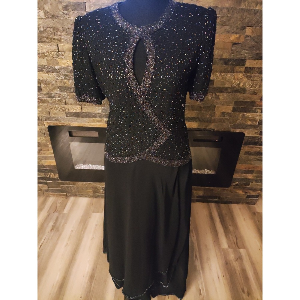 Brilliante By J.A. Beaded Black Formal Gown Size S NEW With Tag Wedding MOB/MOG